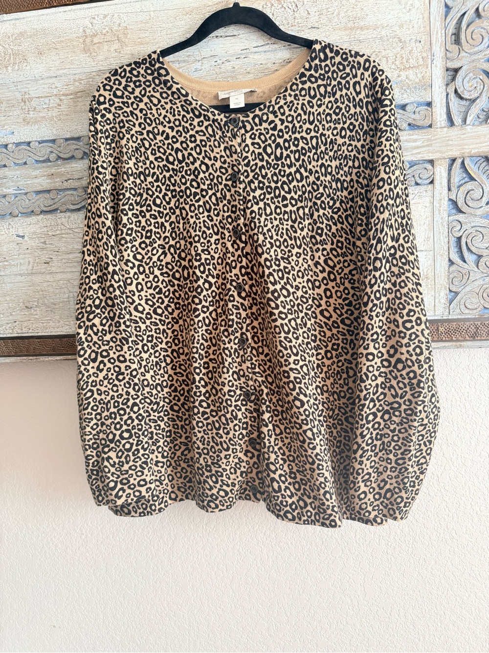 Christopher & Banks Leopard Print Cardigan in Tan and Black